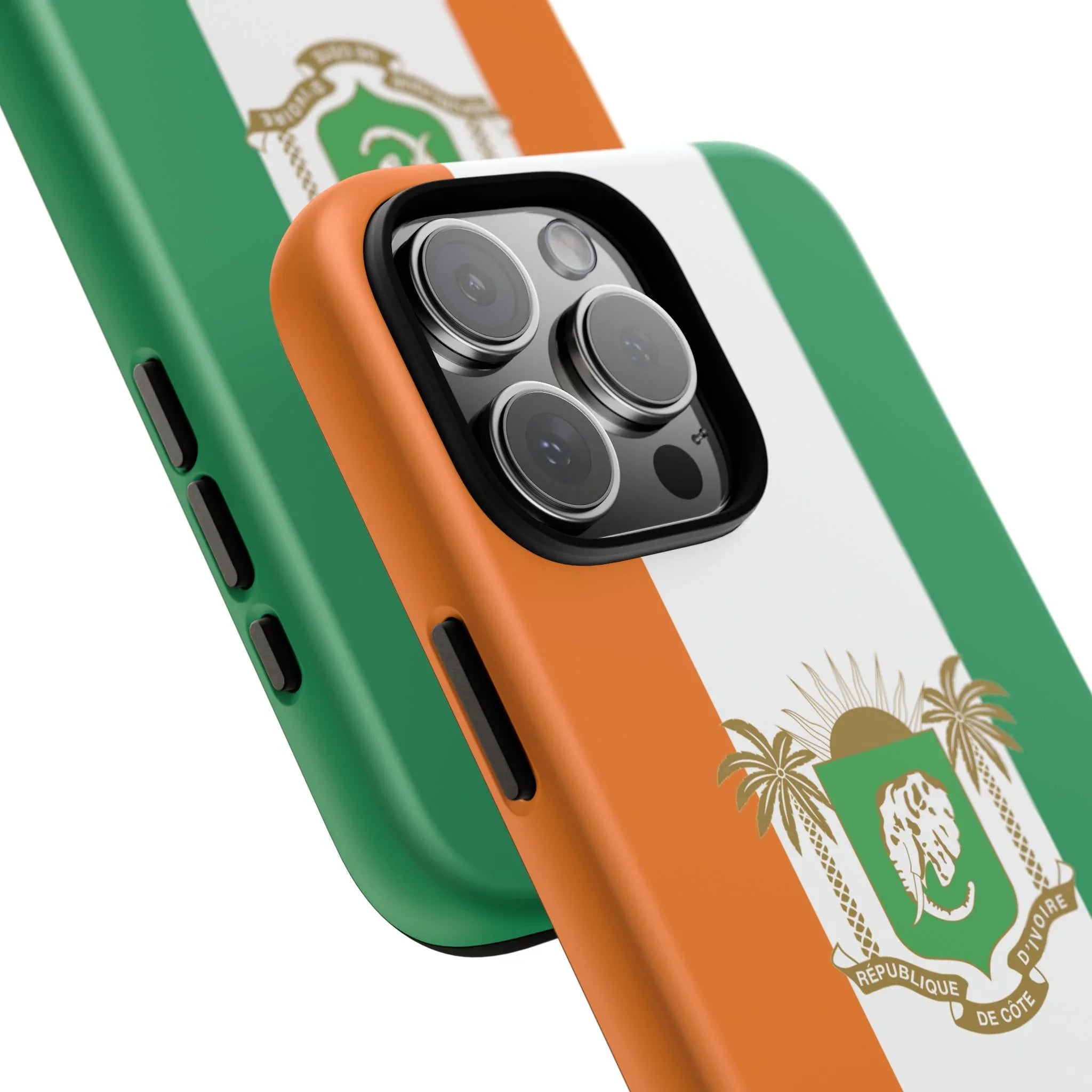 Ivory Coast Flag Tough Phone Case — Orange White Green Shield Crest - DiwaKi