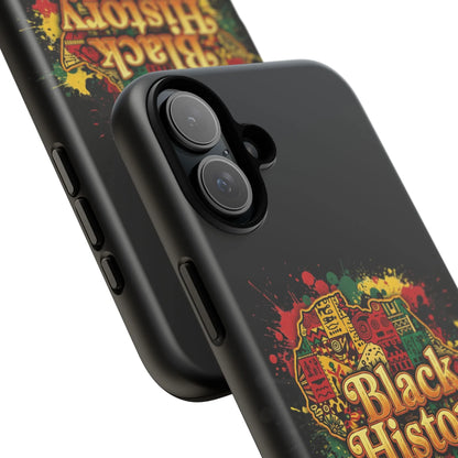 Black History Phone Case — Afrocentric Map Design, Bold Red‑Green‑Gold Splash - DiwaKi