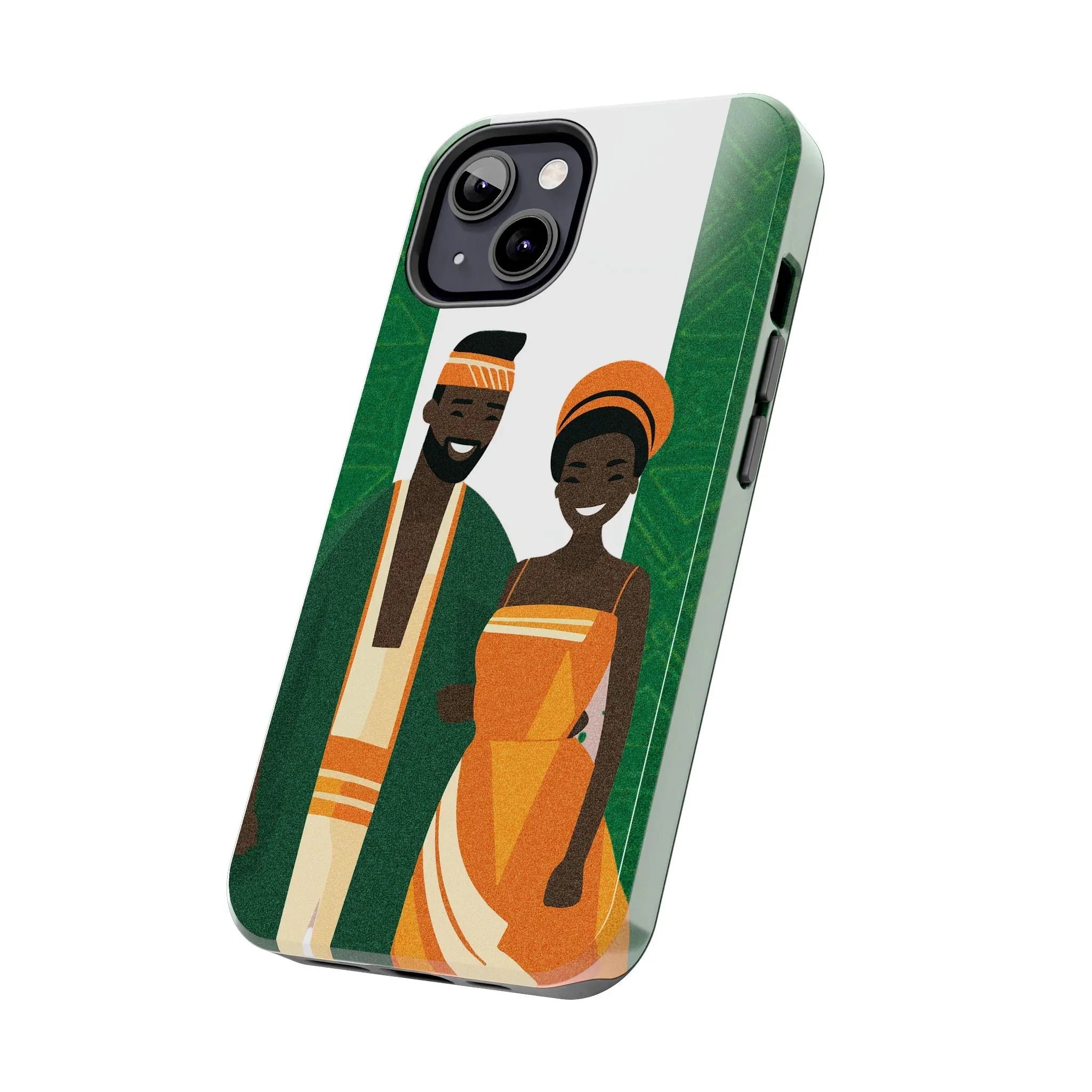 Tough Phone Case — Afrocentric Nigerian Couple Illustration, Protective Hard-Shell Phone Cover - DiwaKi