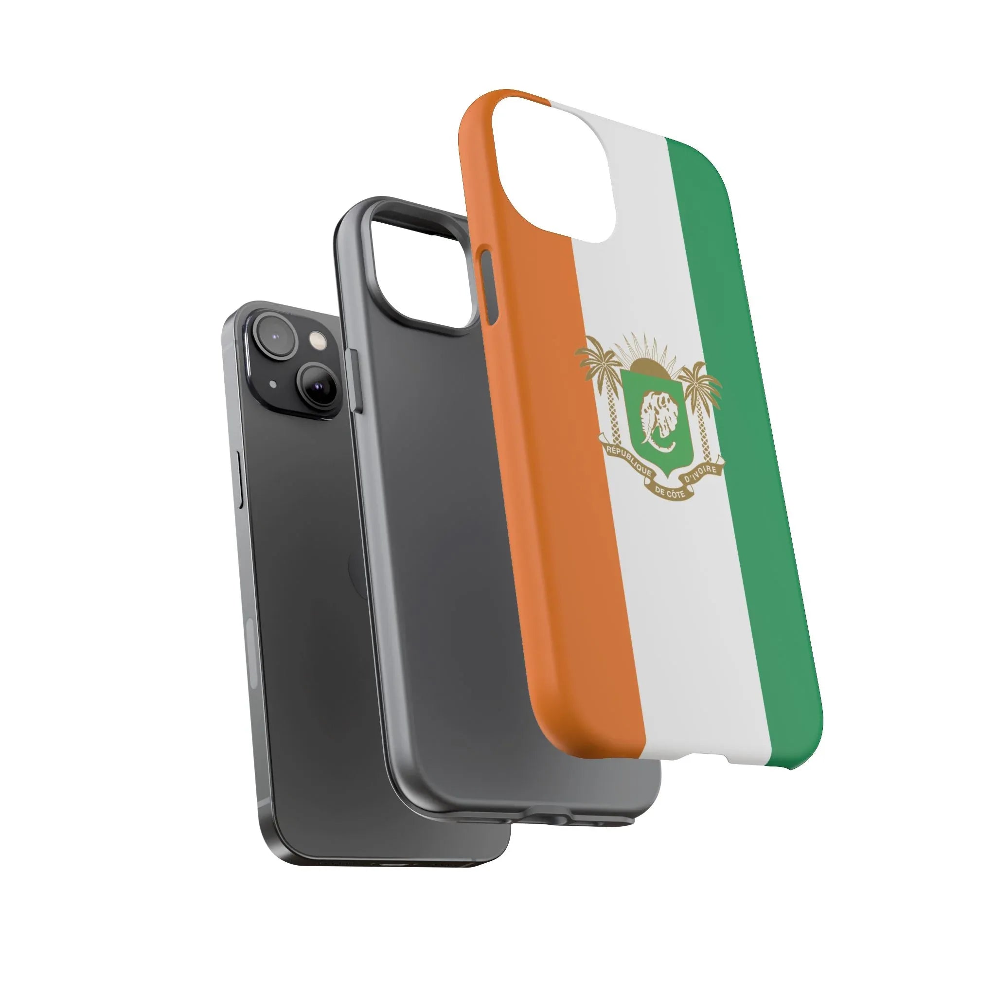 Ivory Coast Flag Tough Phone Case — Orange White Green Shield Crest - DiwaKi