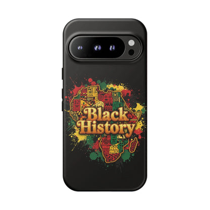 Black History Phone Case — Afrocentric Map Design, Bold Red‑Green‑Gold Splash - DiwaKi
