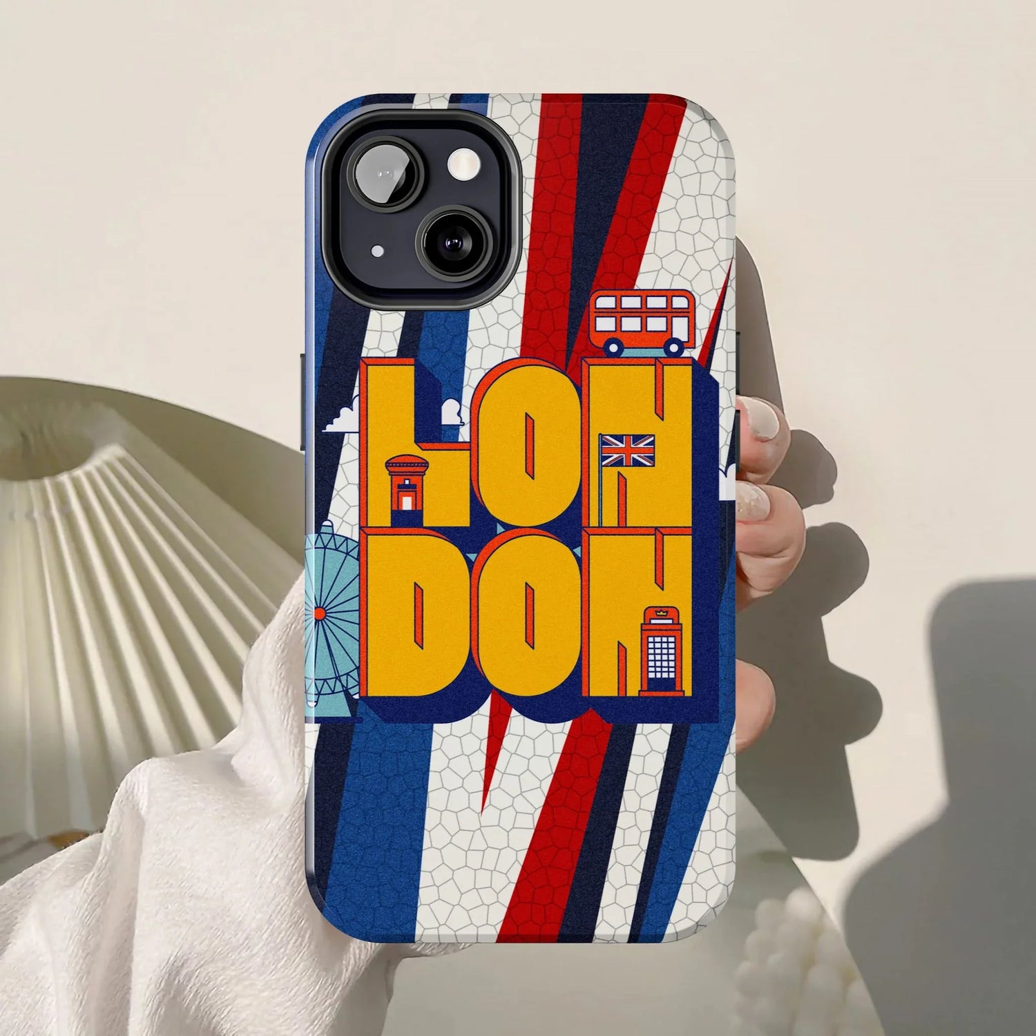 London Graphic Tough Phone Case – Retro Union Jack Travel Design - DiwaKi