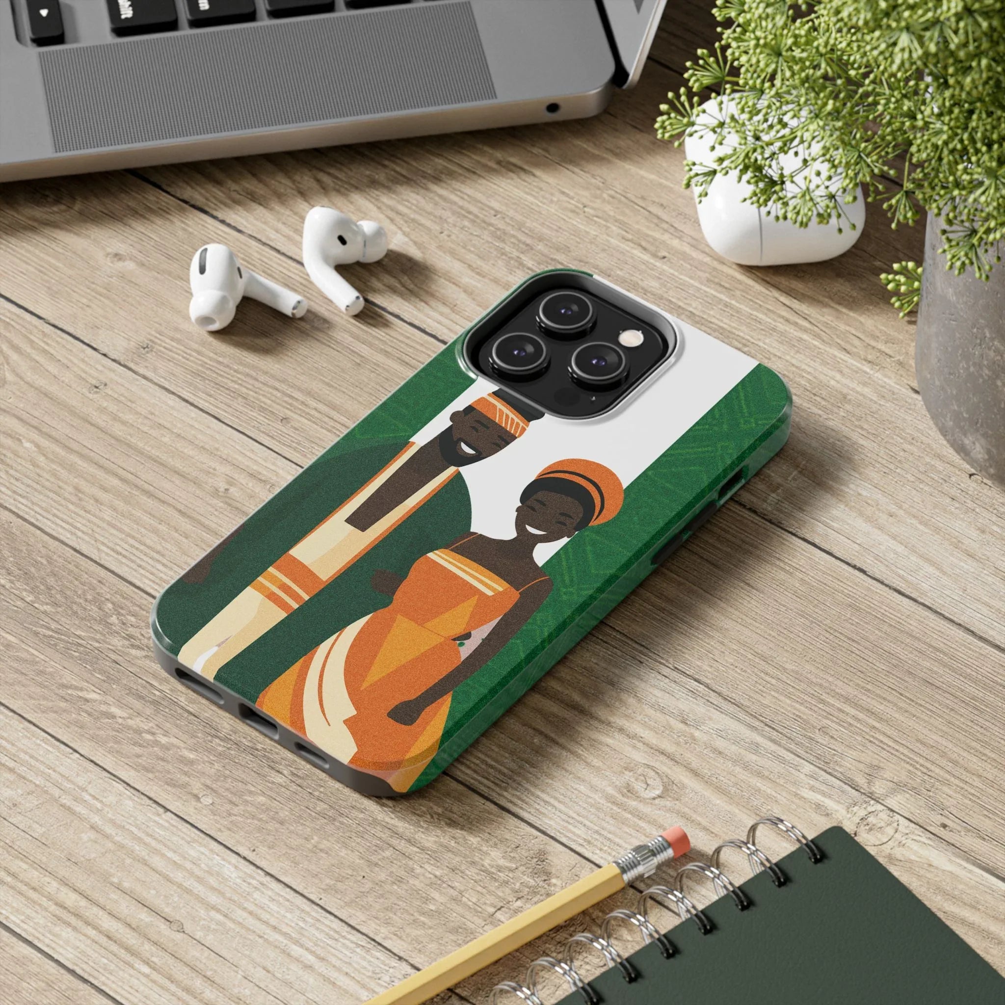 Tough Phone Case — Afrocentric Nigerian Couple Illustration, Protective Hard-Shell Phone Cover - DiwaKi
