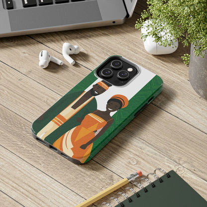 Tough Phone Case — Afrocentric Nigerian Couple Illustration, Protective Hard-Shell Phone Cover - DiwaKi