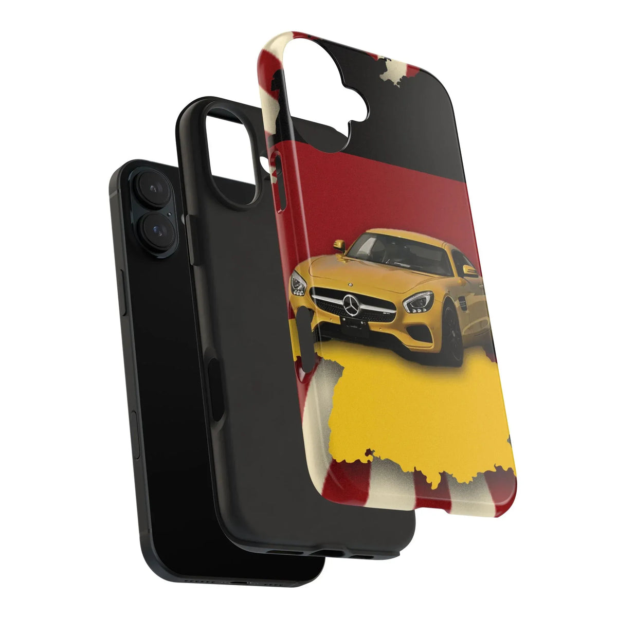 Mercedes Sports Car Tough Phone Case — Yellow GT on Red &amp; Black Background - DiwaKi