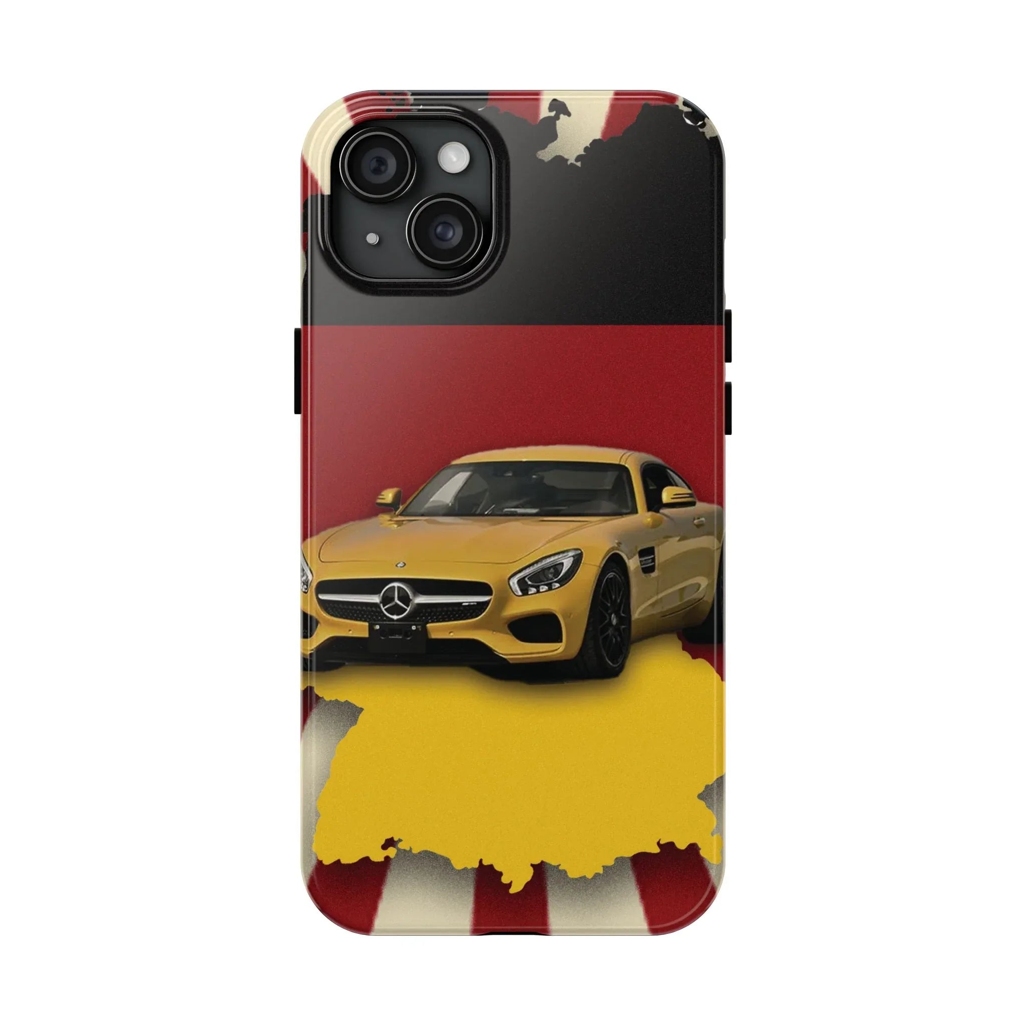 Mercedes Sports Car Tough Phone Case — Yellow GT on Red &amp; Black Background - DiwaKi