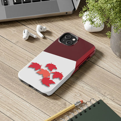Canada Autumn Maple Tough Phone Case — Red &amp; White Protective Fall Design - DiwaKi
