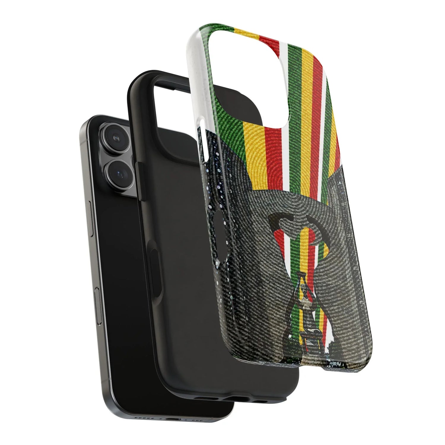 Togo Tough Phone Case — Durable Denim Look with Red Yellow Green Design - DiwaKi