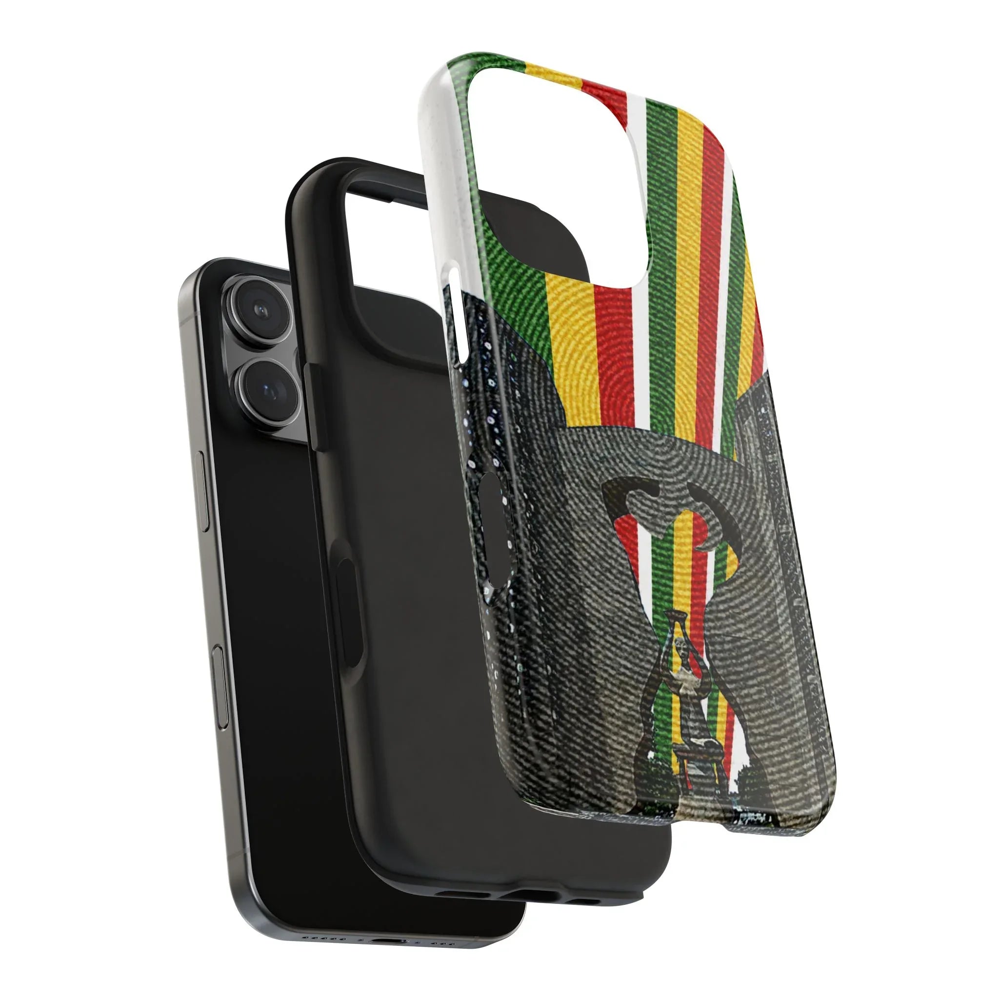 Togo Tough Phone Case — Durable Denim Look with Red Yellow Green Design - DiwaKi