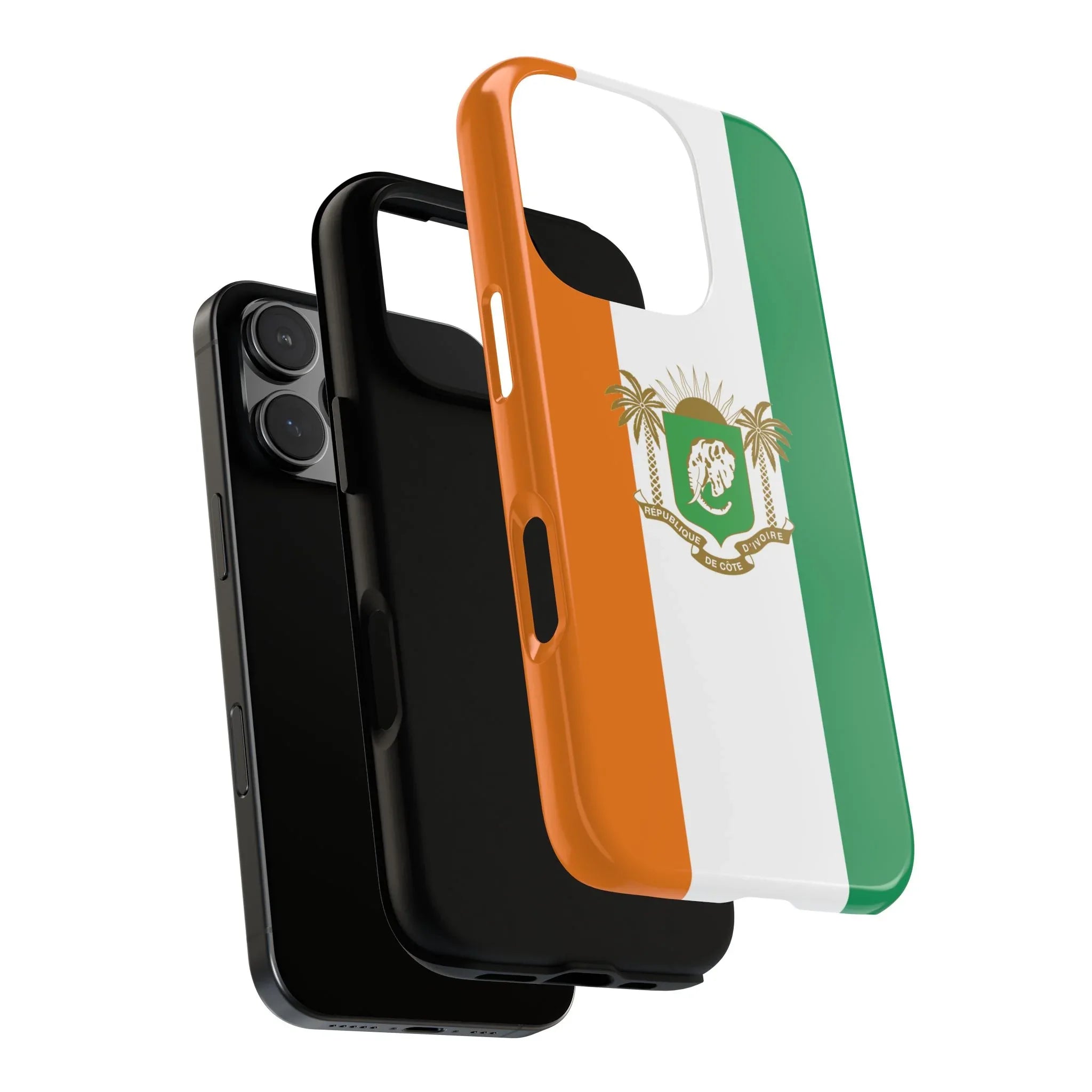 Ivory Coast Flag Tough Phone Case — Orange White Green Shield Crest - DiwaKi