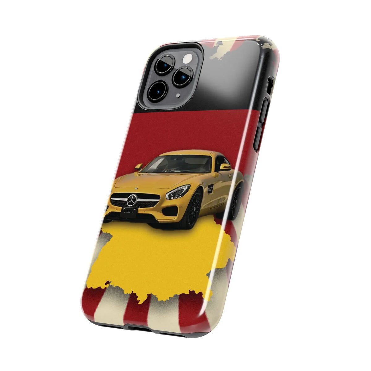 Mercedes Sports Car Tough Phone Case — Yellow GT on Red &amp; Black Background - DiwaKi
