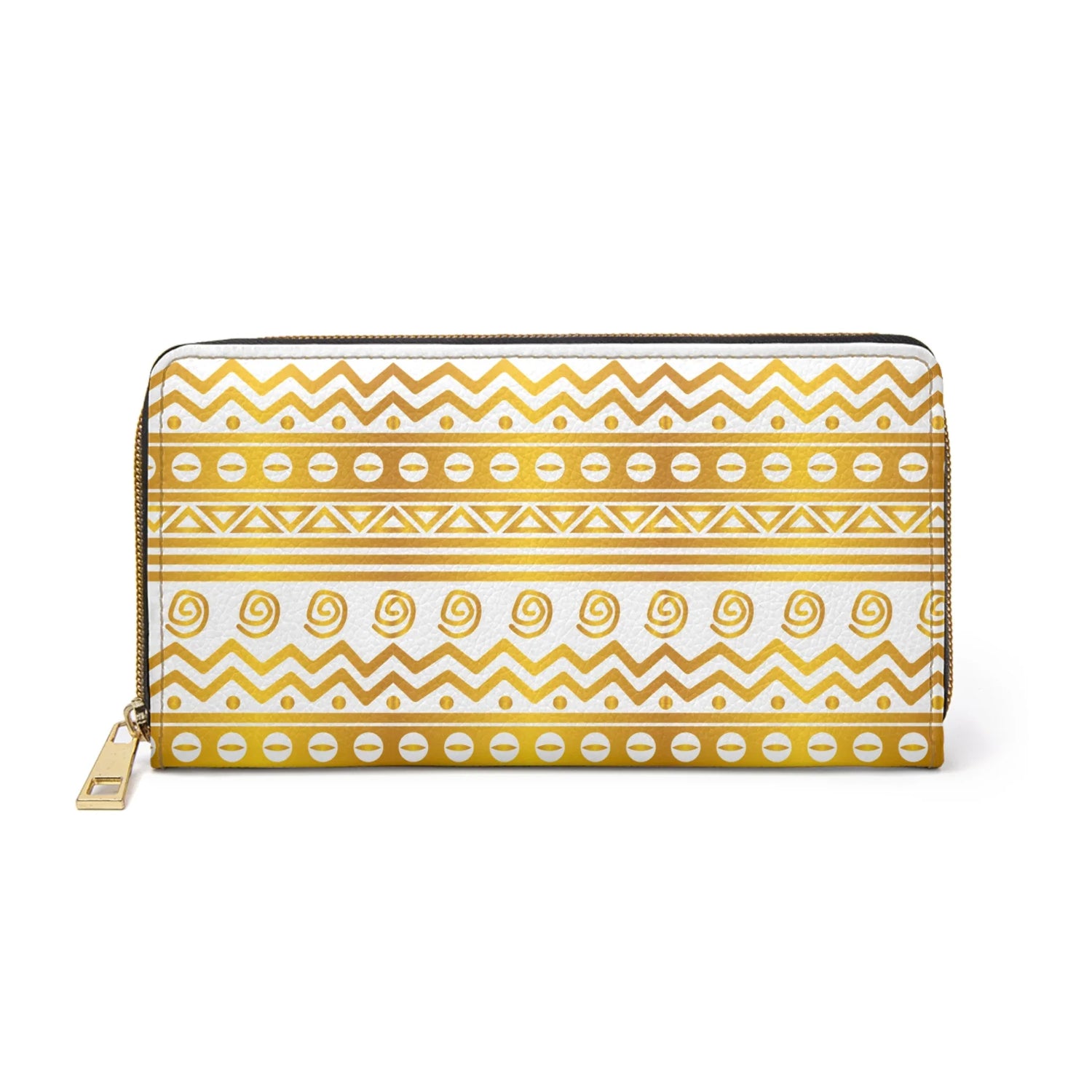 Bogolan mudcloth Gold Pattern Zipper Wallet - DiwaKi