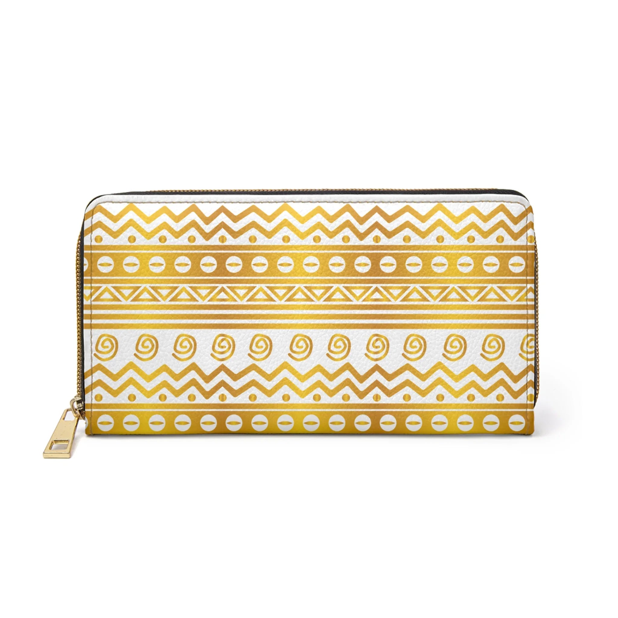 Bogolan mudcloth Gold Pattern Zipper Wallet - DiwaKi