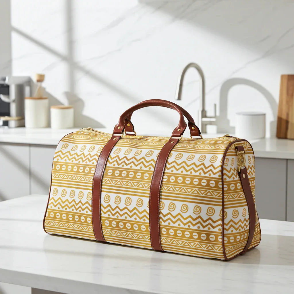 African Gold Mudcloth Duffle Bag - DiwaKi