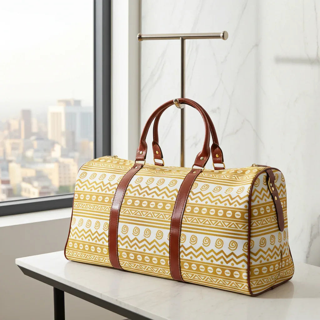 African Gold Mudcloth Duffle Bag - DiwaKi