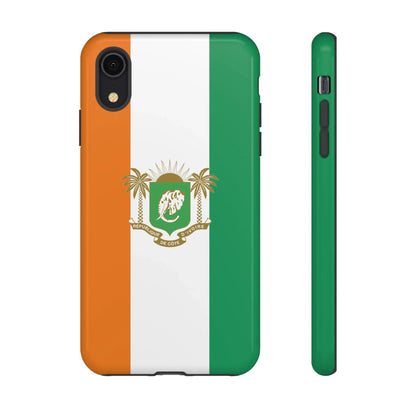 Ivory Coast Flag Tough Phone Case — Orange White Green Shield Crest - DiwaKi