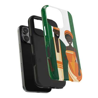 Tough Phone Case — Afrocentric Nigerian Couple Illustration, Protective Hard-Shell Phone Cover - DiwaKi