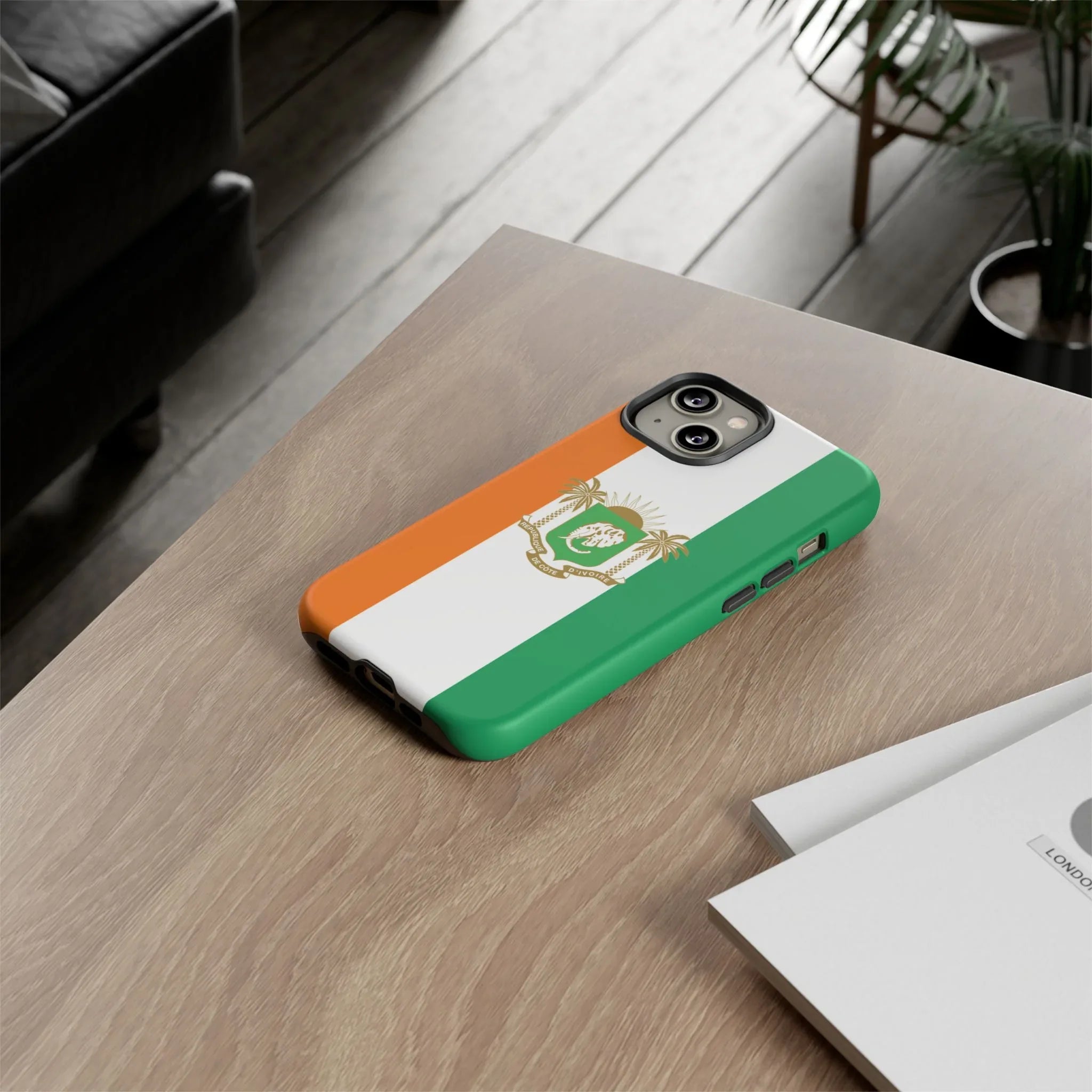 Ivory Coast Flag Tough Phone Case — Orange White Green Shield Crest - DiwaKi