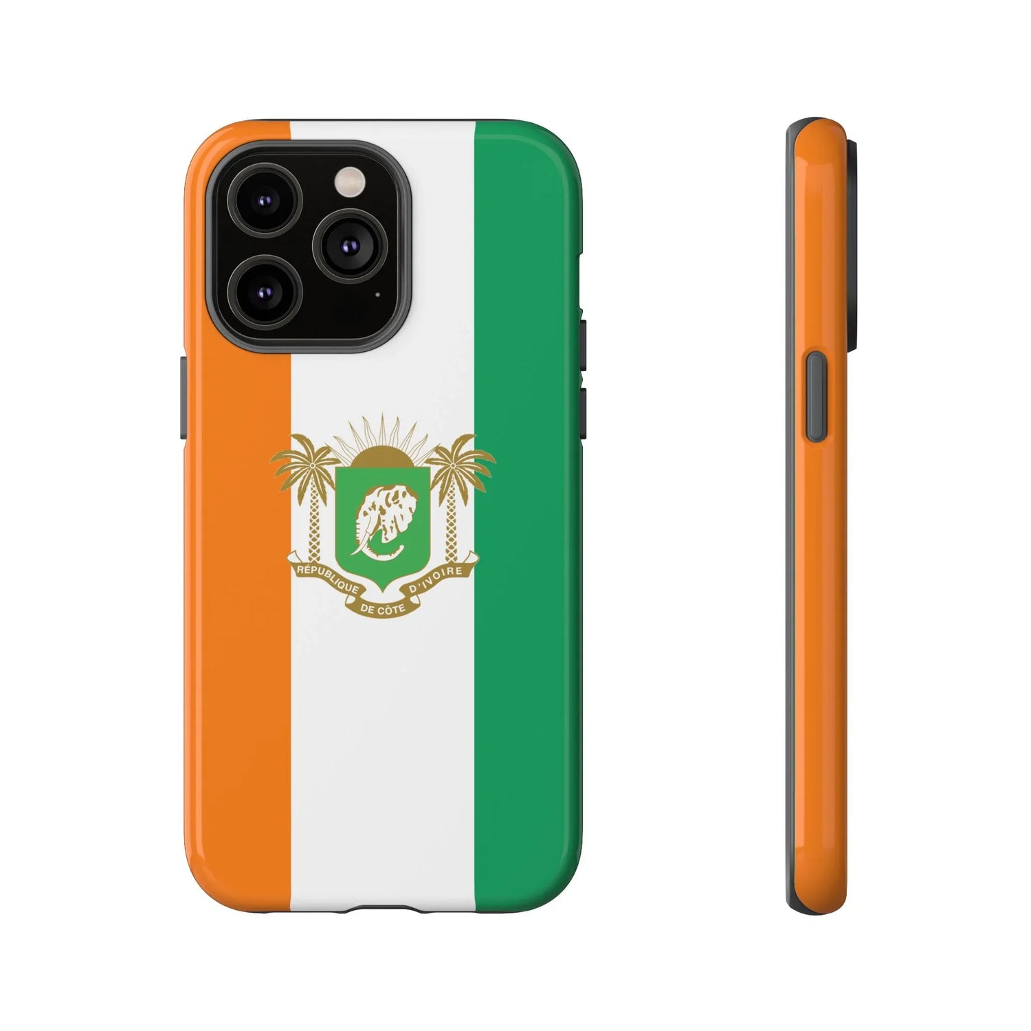 Ivory Coast Flag Tough Phone Case — Orange White Green Shield Crest - DiwaKi