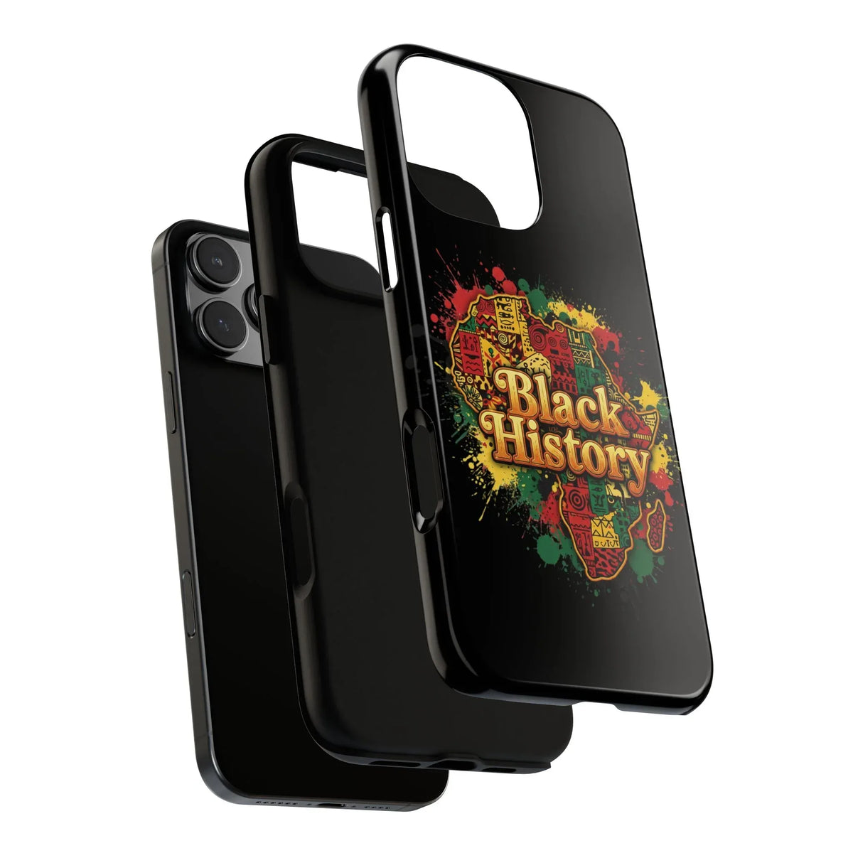 Black History Phone Case — Afrocentric Map Design, Bold Red‑Green‑Gold Splash - DiwaKi