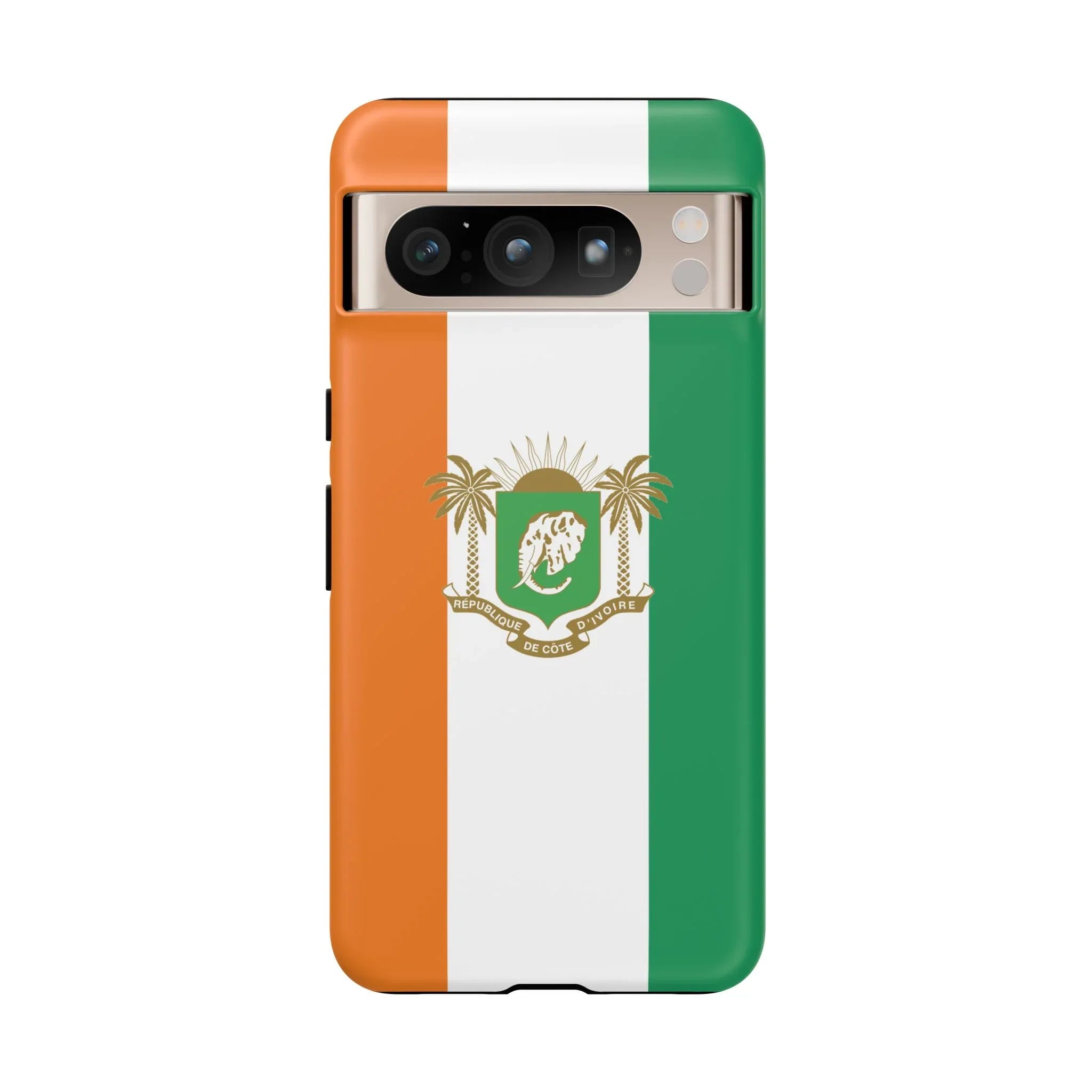 Ivory Coast Flag Tough Phone Case — Orange White Green Shield Crest - DiwaKi