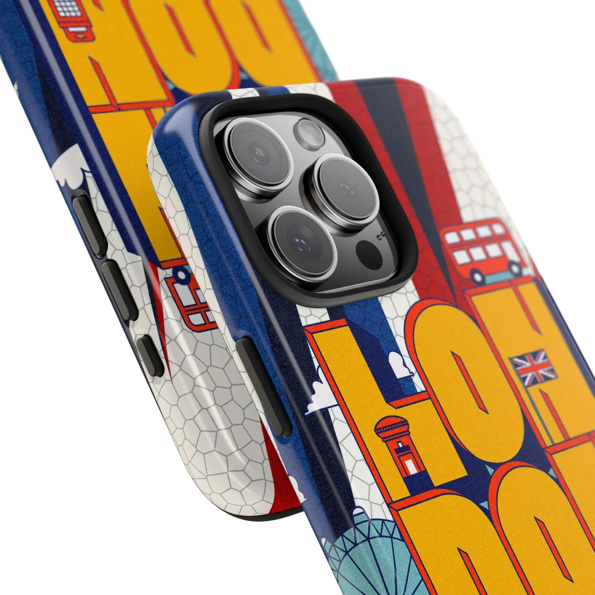 London Graphic Tough Phone Case – Retro Union Jack Travel Design - DiwaKi