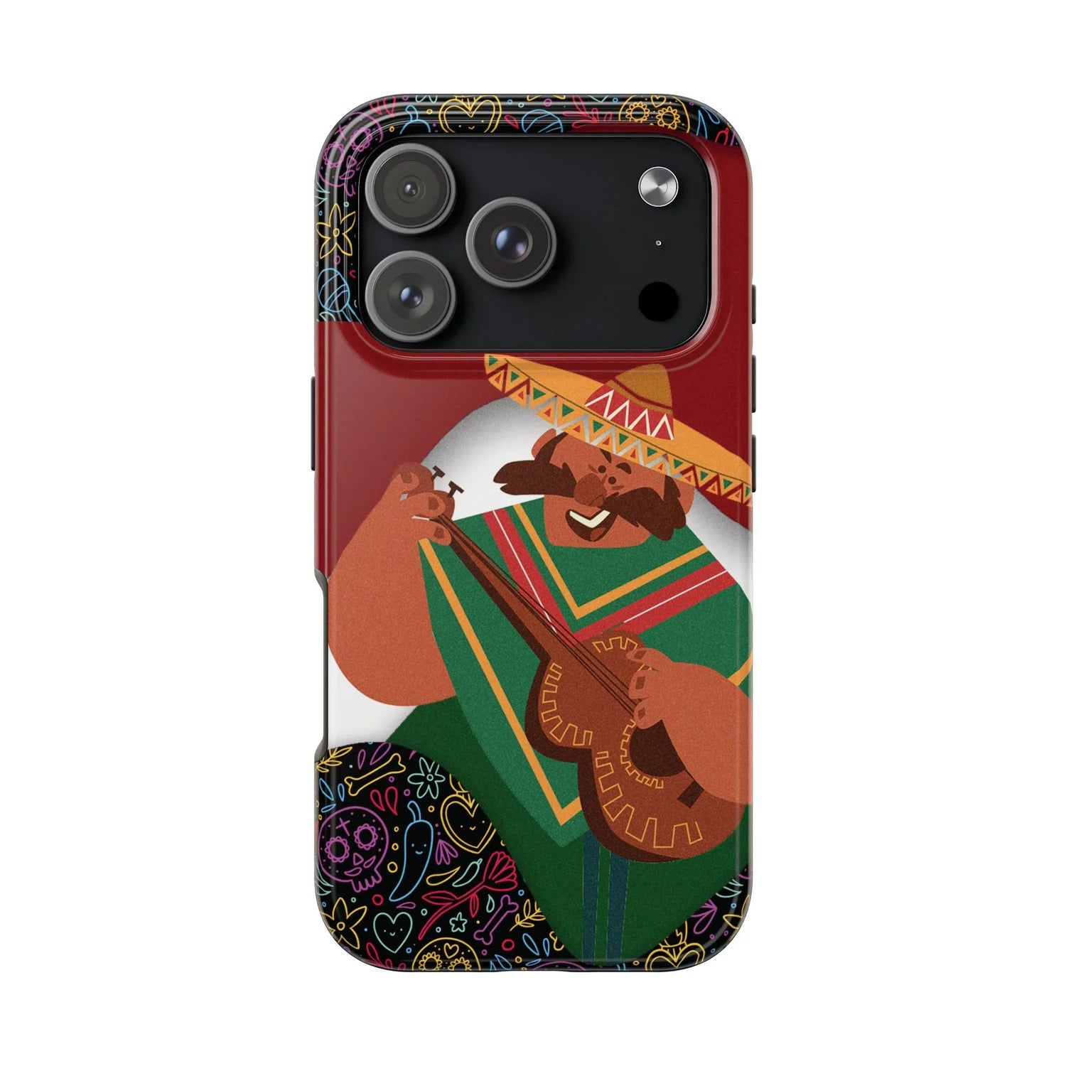 Mexico Mariachi Guitarist Tough Phone Case — Colorful Mexican Folk Art iPhone Cover - DiwaKi