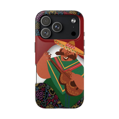 Mexico Mariachi Guitarist Tough Phone Case — Colorful Mexican Folk Art iPhone Cover - DiwaKi
