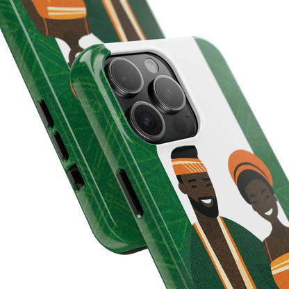 Tough Phone Case — Afrocentric Nigerian Couple Illustration, Protective Hard-Shell Phone Cover - DiwaKi