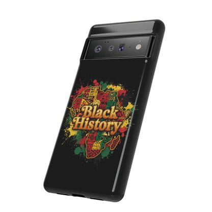 Black History Phone Case — Afrocentric Map Design, Bold Red‑Green‑Gold Splash - DiwaKi