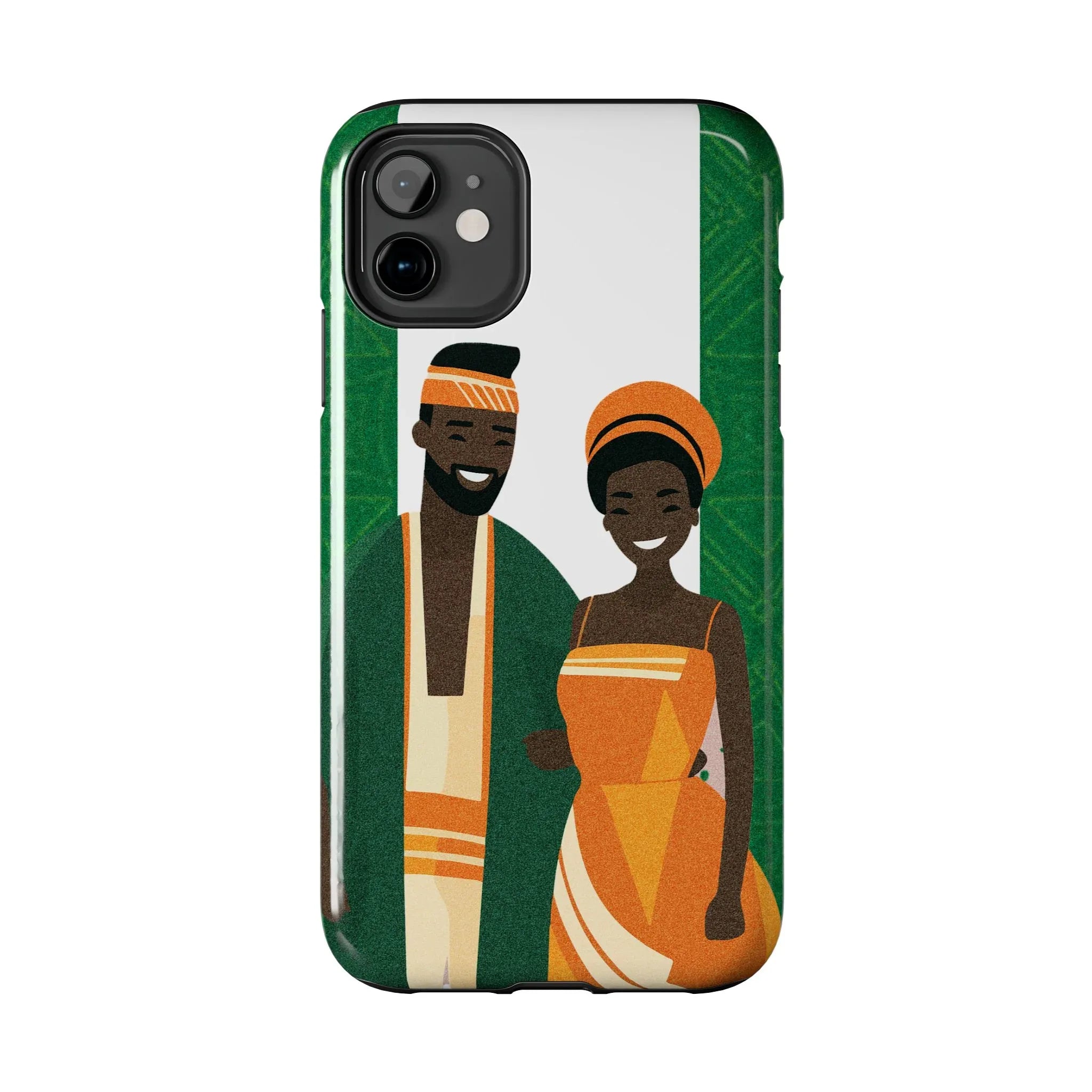 Tough Phone Case — Afrocentric Nigerian Couple Illustration, Protective Hard-Shell Phone Cover - DiwaKi