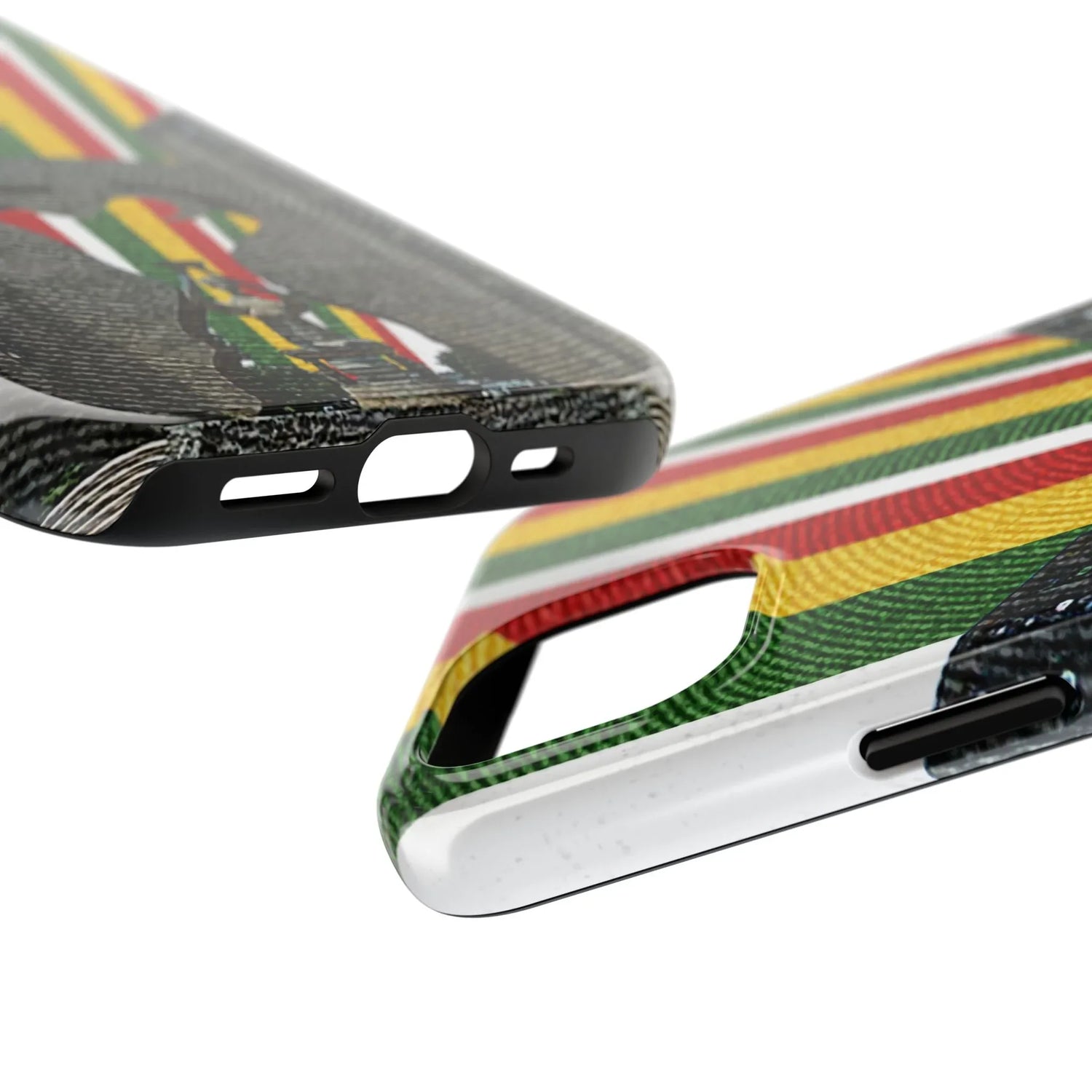 Togo Tough Phone Case — Durable Denim Look with Red Yellow Green Design - DiwaKi