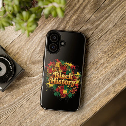 Black History Phone Case — Afrocentric Map Design, Bold Red‑Green‑Gold Splash - DiwaKi