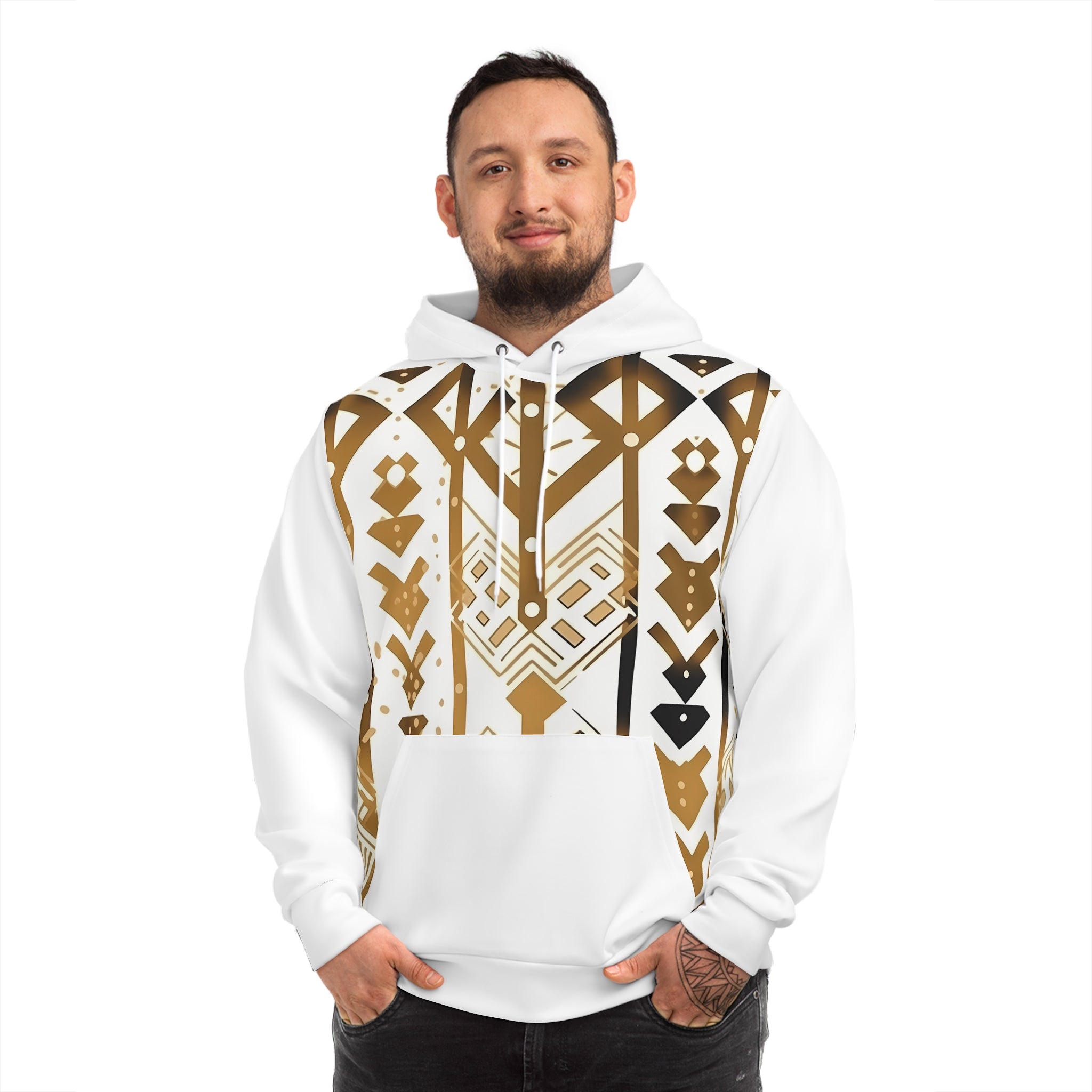 Gold Aztec Pattern Hoodie — DiwaKi Tribal Geometric Fashion Hoodie