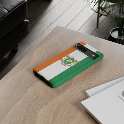 Ivory Coast Flag Tough Phone Case — Orange White Green Shield Crest - DiwaKi