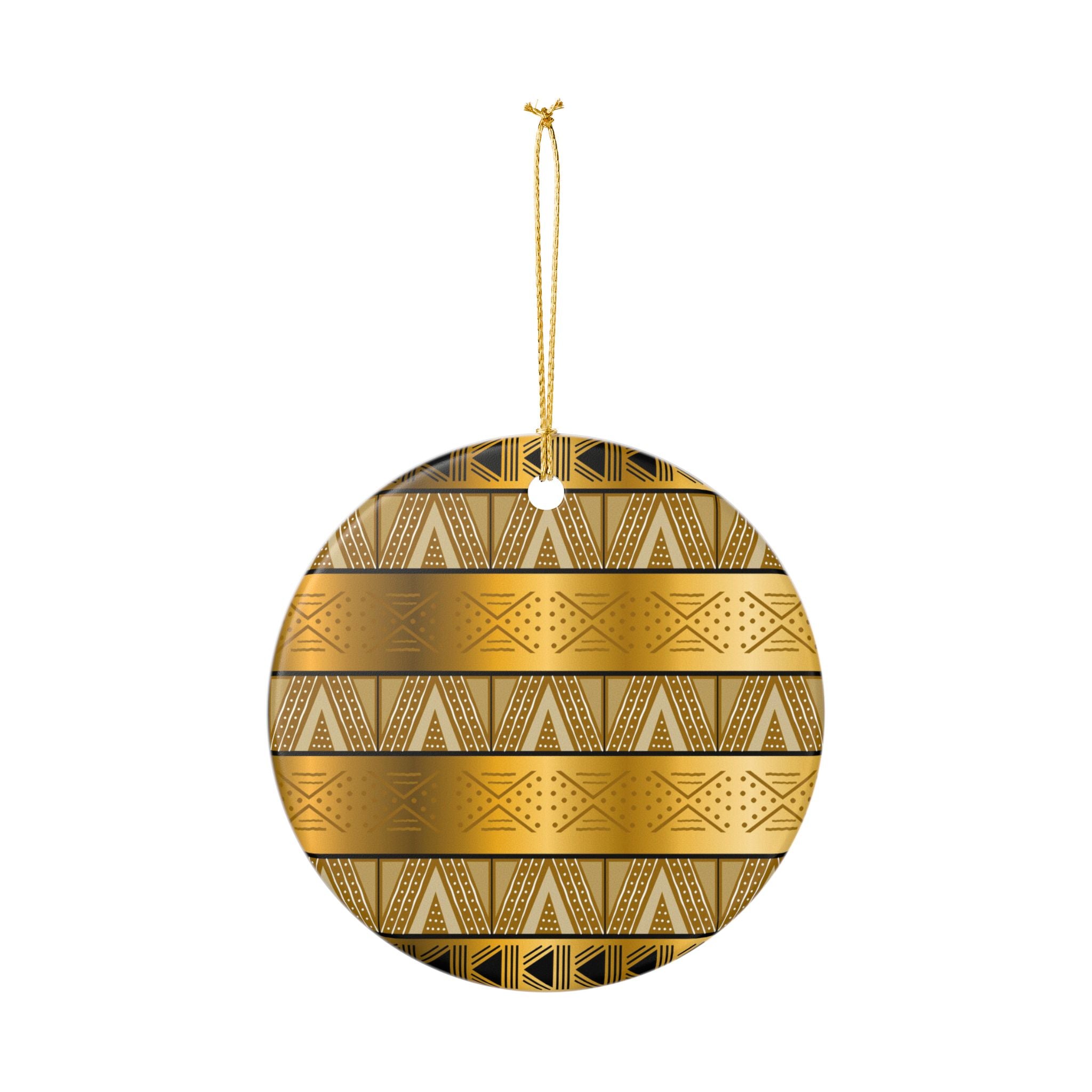 Gold Tribal Heart Ceramic Ornament — Decorative Holiday &amp; Gift Accent