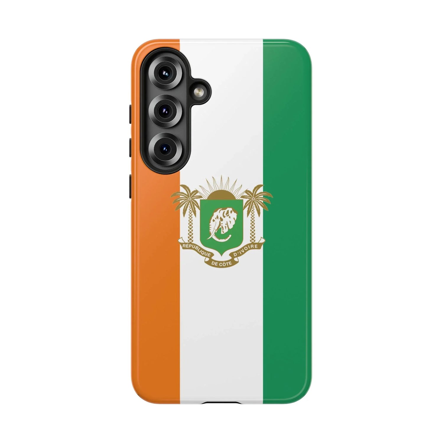 Ivory Coast Flag Tough Phone Case — Orange White Green Shield Crest - DiwaKi