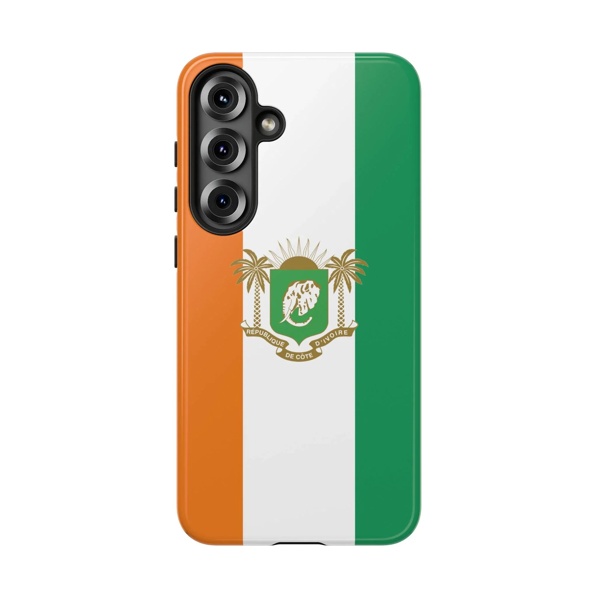 Ivory Coast Flag Tough Phone Case — Orange White Green Shield Crest - DiwaKi