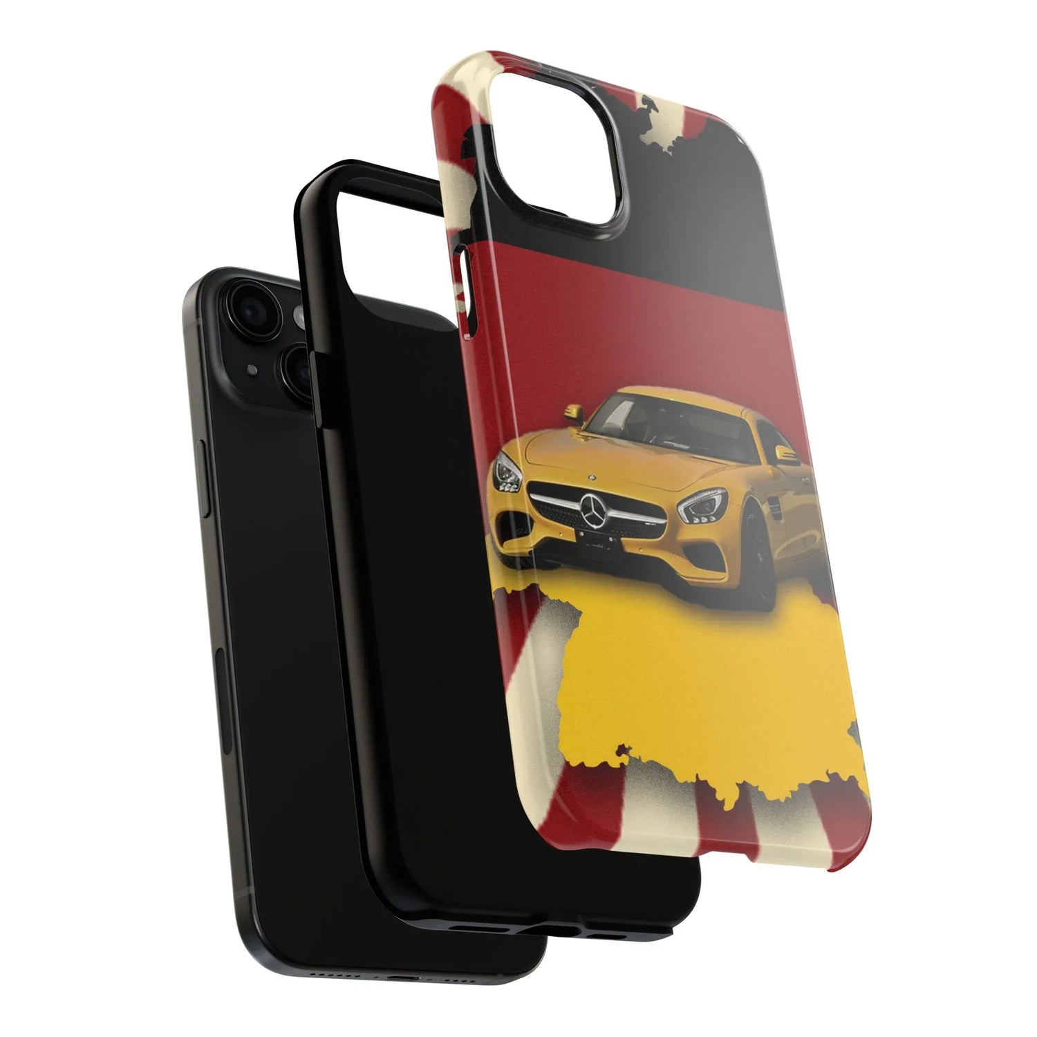 Mercedes Sports Car Tough Phone Case — Yellow GT on Red &amp; Black Background - DiwaKi