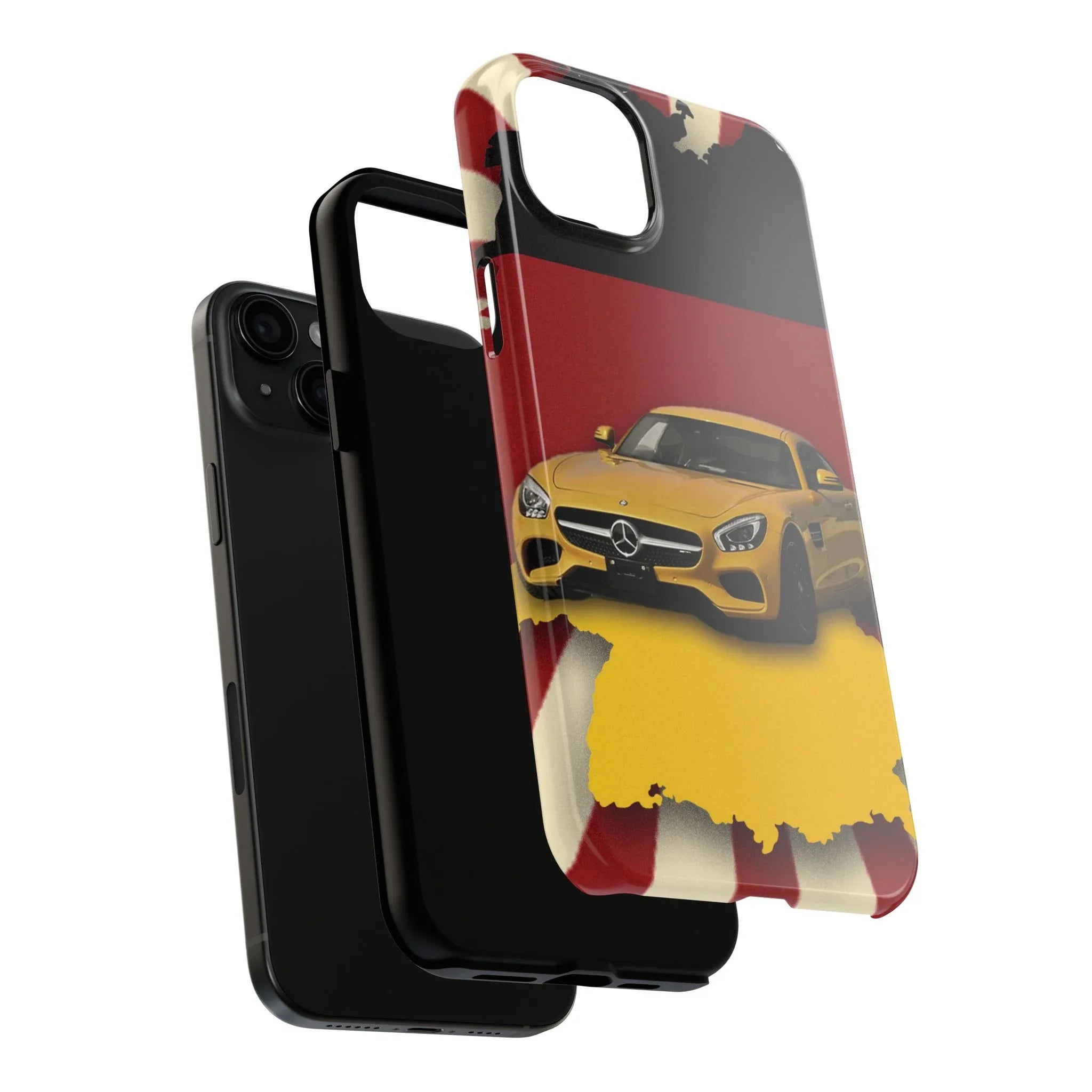 Mercedes Sports Car Tough Phone Case — Yellow GT on Red &amp; Black Background - DiwaKi