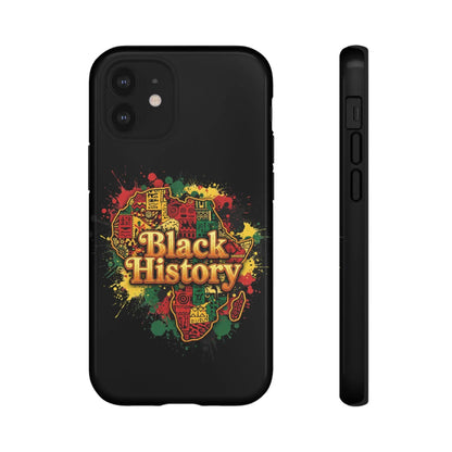 Black History Phone Case — Afrocentric Map Design, Bold Red‑Green‑Gold Splash - DiwaKi