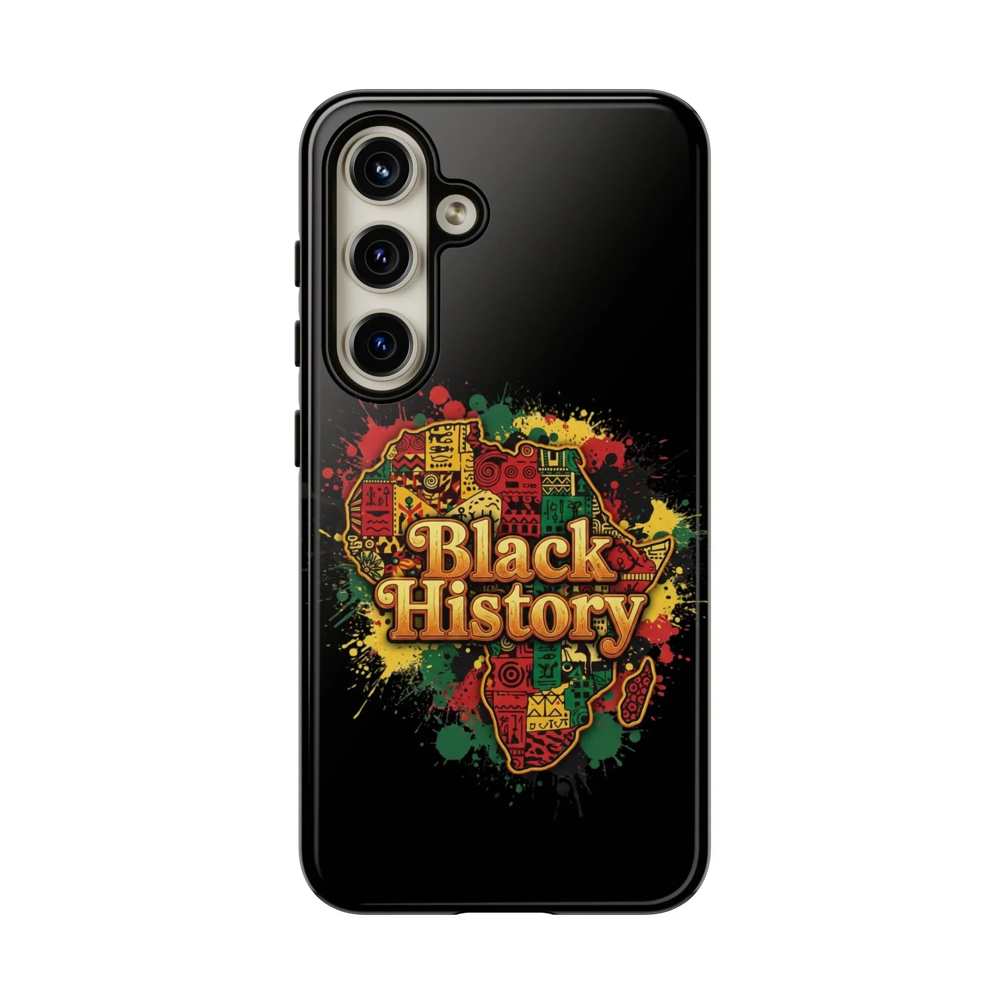 Black History Phone Case — Afrocentric Map Design, Bold Red‑Green‑Gold Splash - DiwaKi