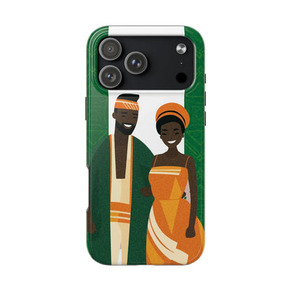 Tough Phone Case — Afrocentric Nigerian Couple Illustration, Protective Hard-Shell Phone Cover - DiwaKi
