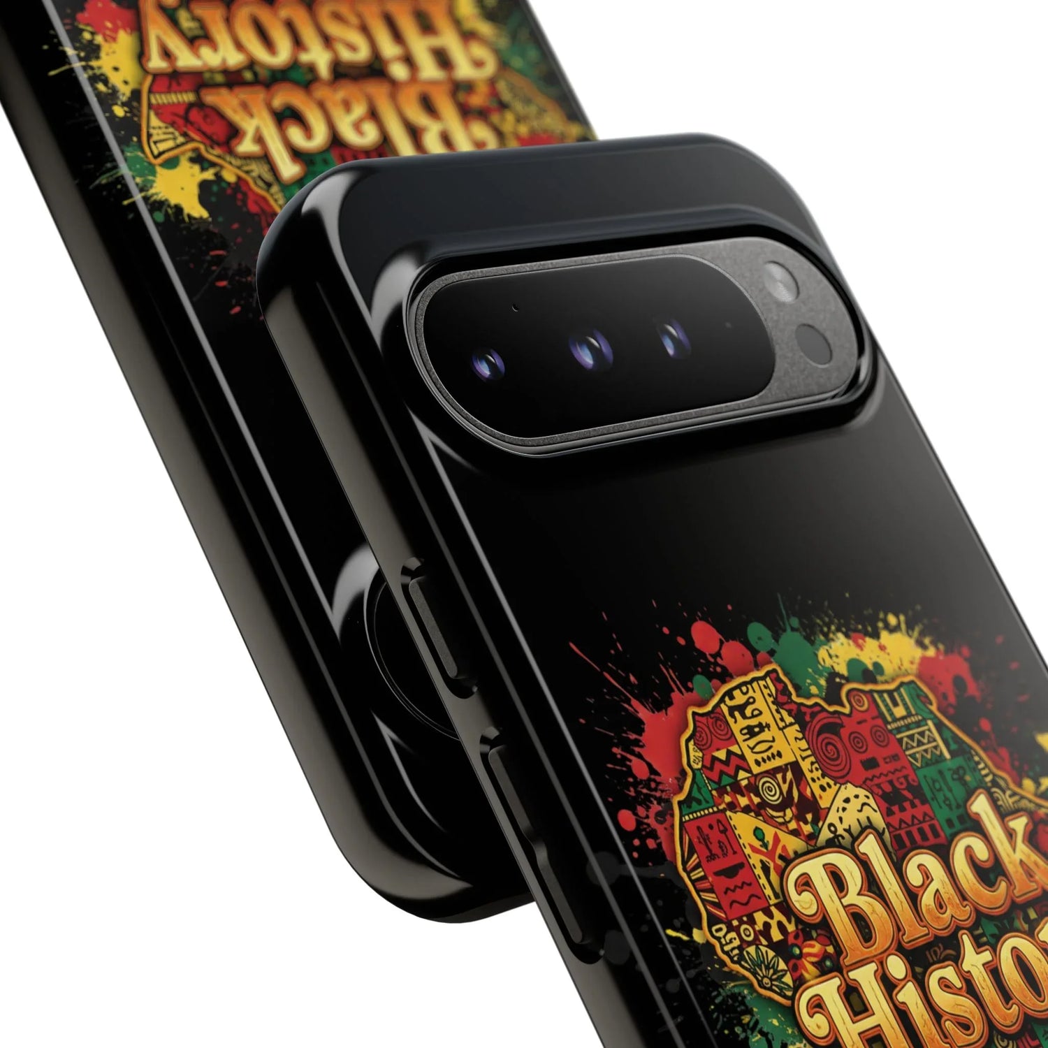 Black History Phone Case — Afrocentric Map Design, Bold Red‑Green‑Gold Splash - DiwaKi