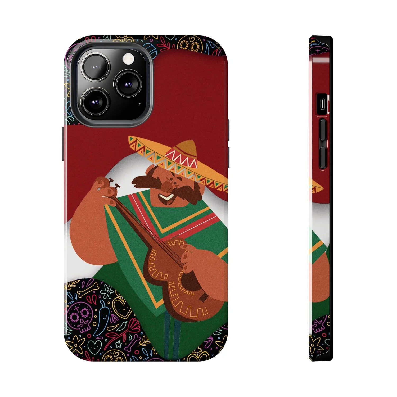 Mexico Mariachi Guitarist Tough Phone Case — Colorful Mexican Folk Art iPhone Cover - DiwaKi