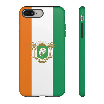 Ivory Coast Flag Tough Phone Case — Orange White Green Shield Crest - DiwaKi