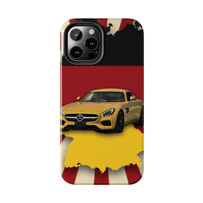 Mercedes Sports Car Tough Phone Case — Yellow GT on Red &amp; Black Background - DiwaKi