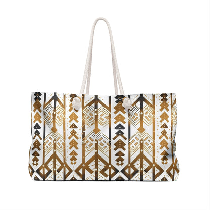 Gold African mudcloth Weekender Bag — Boho Tribal Travel Tote