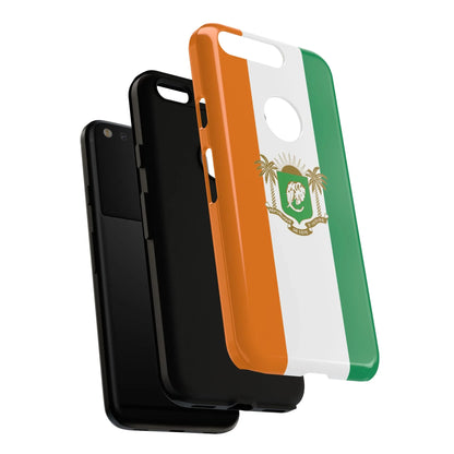 Ivory Coast Flag Tough Phone Case — Orange White Green Shield Crest - DiwaKi