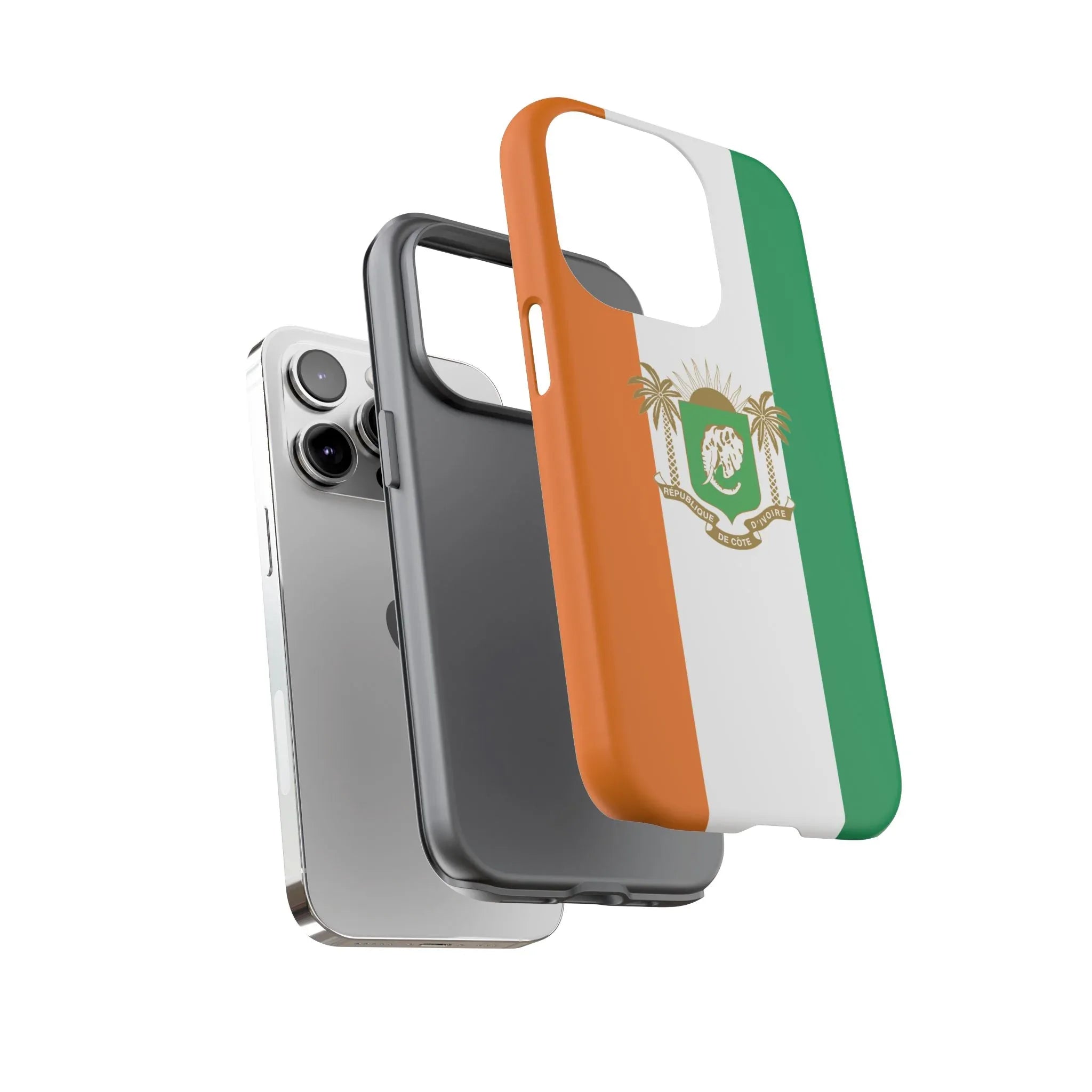 Ivory Coast Flag Tough Phone Case — Orange White Green Shield Crest - DiwaKi